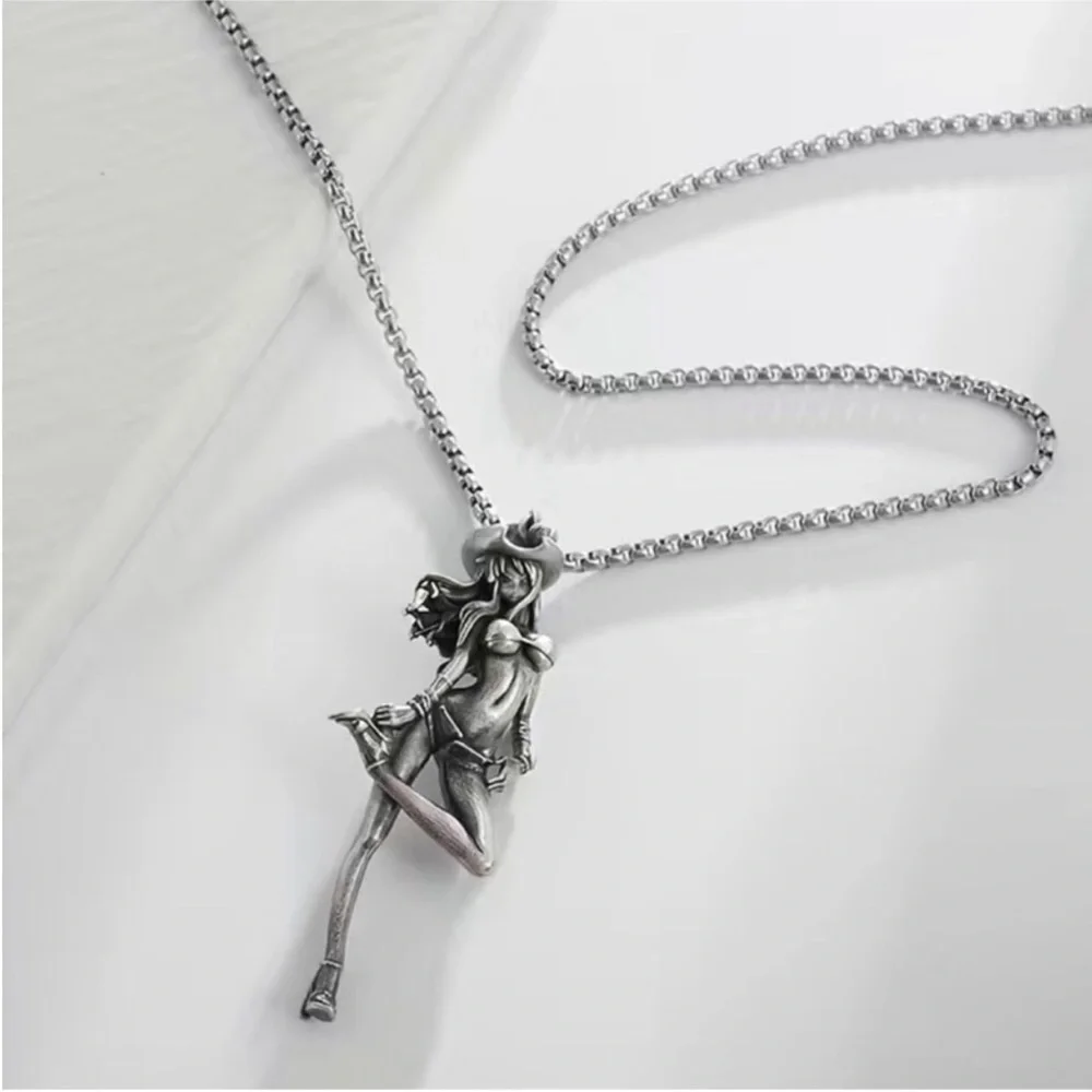 Retro Sexy CowGirl Necklace Japanese Animated Pirate Rock Rodeo Western
